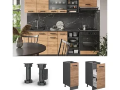 Küchenschränke<Vicco Apothekerschrank R-Line Goldkraft /Anthrazit 30 cm ohne Arbeitsplatte