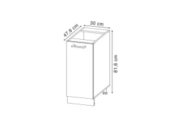 Küchenschränke<Vicco Apothekerschrank R-Line Goldkraft /Anthrazit 30 cm ohne Arbeitsplatte