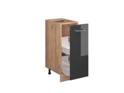 Best Vicco Apothekerschrank R-Line Hochglanz/Goldkraft Eiche 30 cm ohne Arbeitsplatte Anthrazit