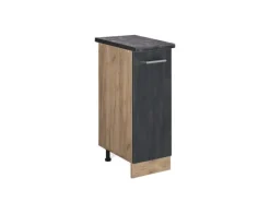 Küchenschränke<Vicco Apothekerschrank R-Line Medizinschrank für die Küche Schwarz Beton 30 cm AP Anthrazit mit Goldkraft Eiche Korpus