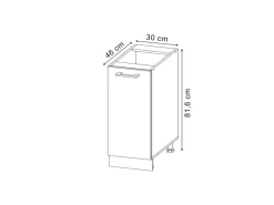 Küchenschränke<Vicco Apothekerschrank R-Line Medizinschrank für die Küche Schwarz Beton 30 cm AP Anthrazit mit Goldkraft Eiche Korpus