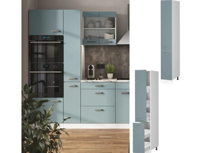 Vicco Apothekerschrank R-Line Medizinschrank für die Küche Blau-Grau/Weiß 30 cm< Küchenschränke