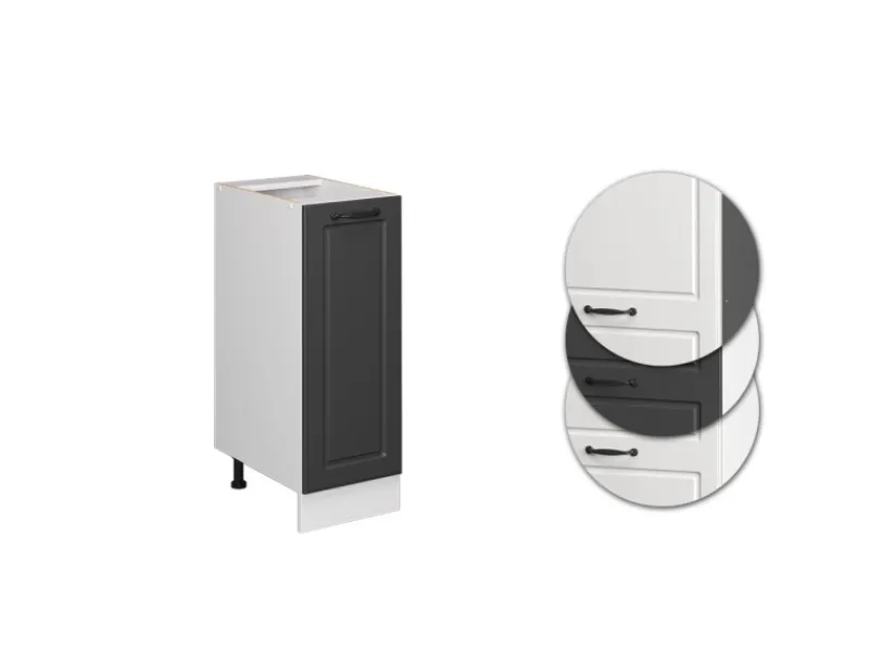 Clearance Vicco Apothekerschrank R-Line Anthrazit Landhaus/Weiß 30 cm ohne Arbeitsplatte Anthrazitgrau