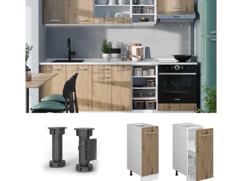 Küchenschränke<Vicco Apothekerschrank R-Line Medizinschrank für die Küche Artisan-Eiche/Weiß 30 cm AP Eiche