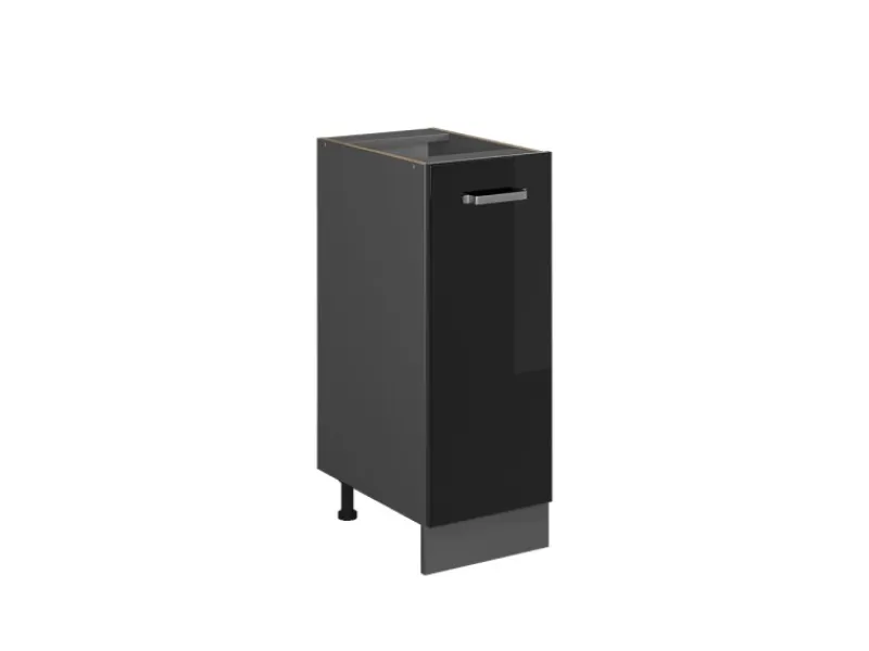 Vicco Apothekerschrank R-Line Schwarz Hochglanz/Anthrazit 30 cm ohne Arbeitsplatte Schwarz Glänzend