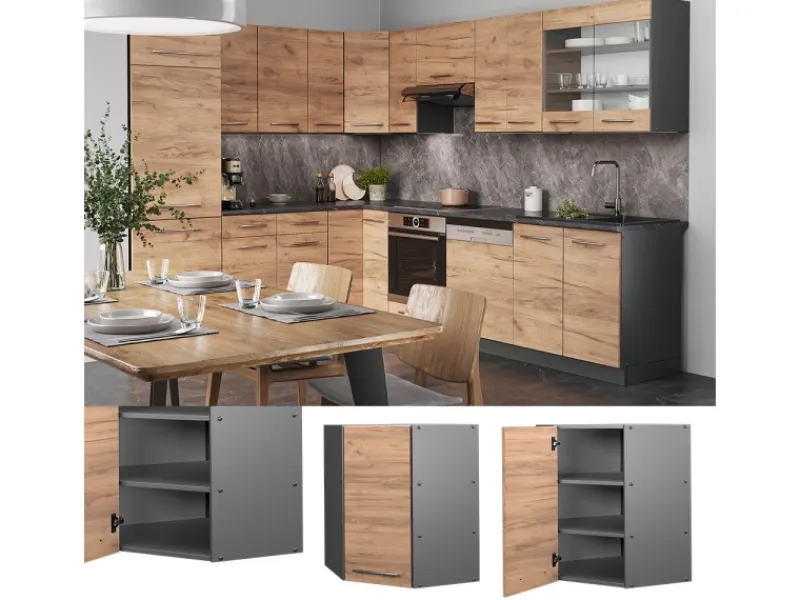 Küchenschränke<Vicco Eckhängeschrank Fame-Line Küchen-Eckschrank Goldkraft /Anthrazit 57 cm