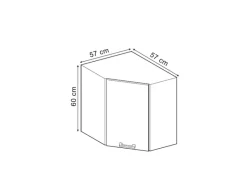 Vicco Eckhängeschrank R-Line Küchen-Eckschrank Artisan-Eiche/Anthrazit 57 cm Artisan Eiche