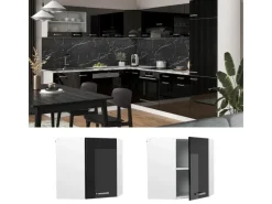 Küchenschränke<Vicco Eckhängeschrank R-Line Küchen-Eckschrank Schwarz Hochglanz/Weiß 57 cm