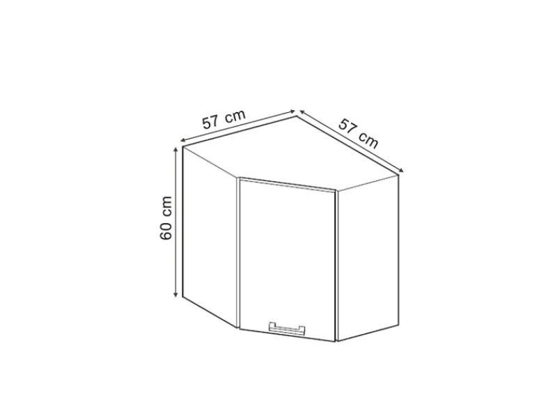Küchenschränke<Vicco Eckhängeschrank R-Line Küchen-Eckschrank Schwarz Hochglanz/Weiß 57 cm