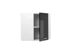 Küchenschränke<Vicco Eckhängeschrank R-Line Küchen-Eckschrank Schwarz Hochglanz/Weiß 57 cm