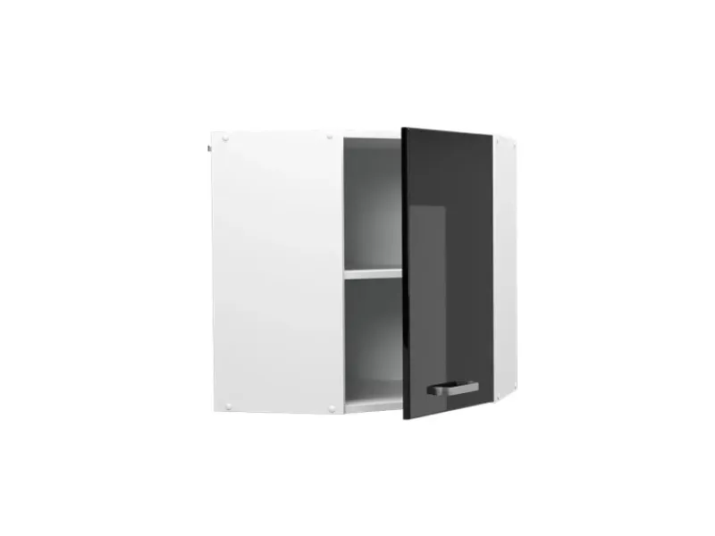 Küchenschränke<Vicco Eckhängeschrank R-Line Küchen-Eckschrank Schwarz Hochglanz/Weiß 57 cm
