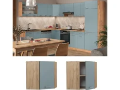 Vicco Eckhängeschrank R-Line Küchen-Eckschrank Blau-Grau/Goldkraft Eiche 57 cm Blaugrau