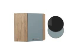 Vicco Eckhängeschrank R-Line Küchen-Eckschrank Blau-Grau/Goldkraft Eiche 57 cm Blaugrau