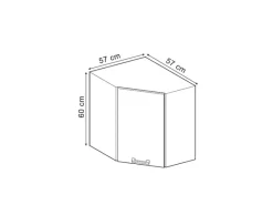 Küchenschränke<Vicco Eckhängeschrank R-Line Küchen-Eckschrank Schwarz Hochglanz/Anthrazit 57 cm