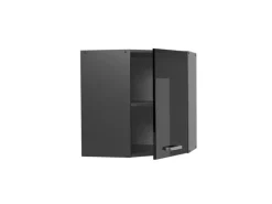 Küchenschränke<Vicco Eckhängeschrank R-Line Küchen-Eckschrank Schwarz Hochglanz/Anthrazit 57 cm