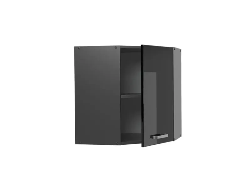 Küchenschränke<Vicco Eckhängeschrank R-Line Küchen-Eckschrank Schwarz Hochglanz/Anthrazit 57 cm