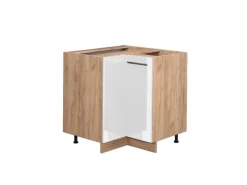 Best Vicco Eckunterschrank Fame-Line Hochglanz/Goldkraft Eiche 81 cm ohne Arbeitsplatte Weiß