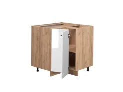 Best Vicco Eckunterschrank Fame-Line Hochglanz/Goldkraft Eiche 81 cm ohne Arbeitsplatte Weiß