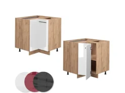 Best Vicco Eckunterschrank Fame-Line Hochglanz/Goldkraft Eiche 81 cm ohne Arbeitsplatte Weiß