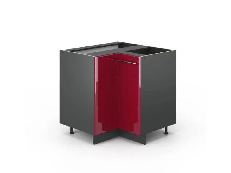 Sale Vicco Eckunterschrank Fame-Line Bordeaux Hochglanz/Anthrazit 81 cm ohne Arbeitsplatte Bordeaux-Glanz