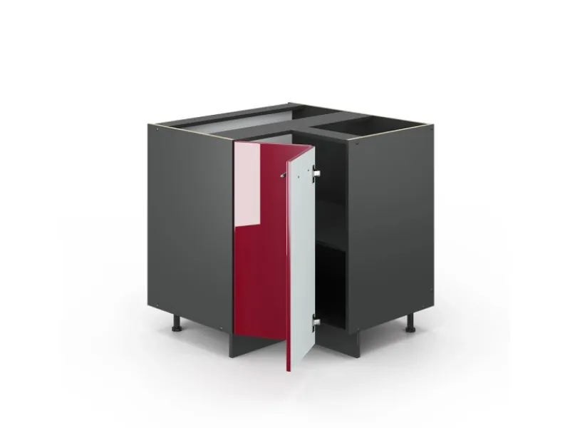 Sale Vicco Eckunterschrank Fame-Line Bordeaux Hochglanz/Anthrazit 81 cm ohne Arbeitsplatte Bordeaux-Glanz