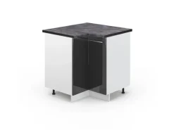 Küchenregale<Vicco Eckunterschrank Fame-Line Hochglanz/Weiß 81 cm AP