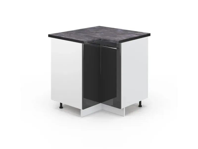 Küchenregale<Vicco Eckunterschrank Fame-Line Hochglanz/Weiß 81 cm AP
