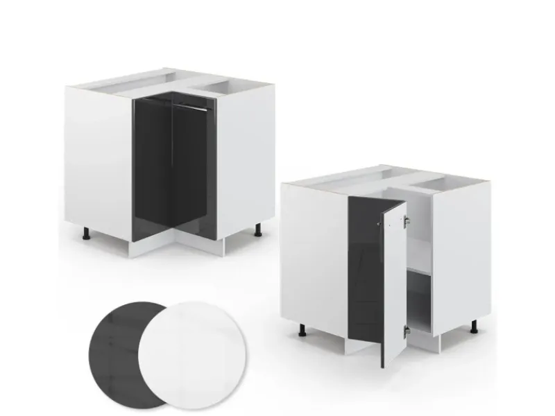 Küchenregale<Vicco Eckunterschrank Fame-Line Hochglanz/Weiß 81 cm AP