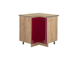 Discount Vicco Eckunterschrank Fame-Line Bordeaux Hochglanz/Goldkraft Eiche 81 cm AP Eiche Bordeaux-Glanz
