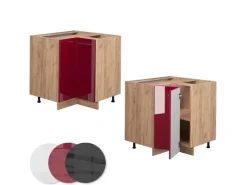 Discount Vicco Eckunterschrank Fame-Line Bordeaux Hochglanz/Goldkraft Eiche 81 cm AP Eiche Bordeaux-Glanz