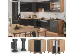 Sale Vicco Eckunterschrank Fame-Line Hochglanz/Goldkraft Eiche 81 cm AP Eiche Anthrazit