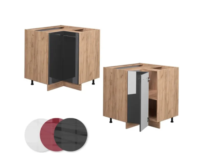 Sale Vicco Eckunterschrank Fame-Line Hochglanz/Goldkraft Eiche 81 cm AP Eiche Anthrazit