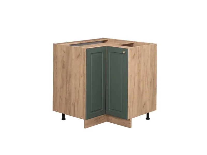 Küchenschränke<Vicco Eckunterschrank Fame-Line Grün-Gold Landhaus/Goldkraft Eiche 81 cm ohne Arbeitsplatte