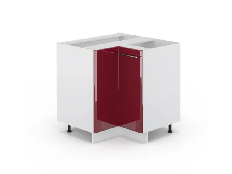 Hot Vicco Eckunterschrank Fame-Line Bordeaux Hochglanz/Weiß 81 cm ohne Arbeitsplatte Bordeaux-Glanz