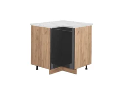 Küchenregale<Vicco Eckunterschrank Fame-Line Hochglanz/Goldkraft Eiche 81 cm AP Marmor
