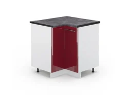 Discount Vicco Eckunterschrank Fame-Line Bordeaux Hochglanz/Weiß 81 cm AP Anthrazit Bordeaux-Glanz