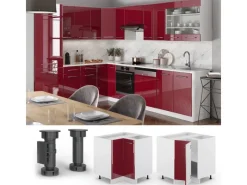 Discount Vicco Eckunterschrank Fame-Line Bordeaux Hochglanz/Weiß 81 cm AP Anthrazit Bordeaux-Glanz