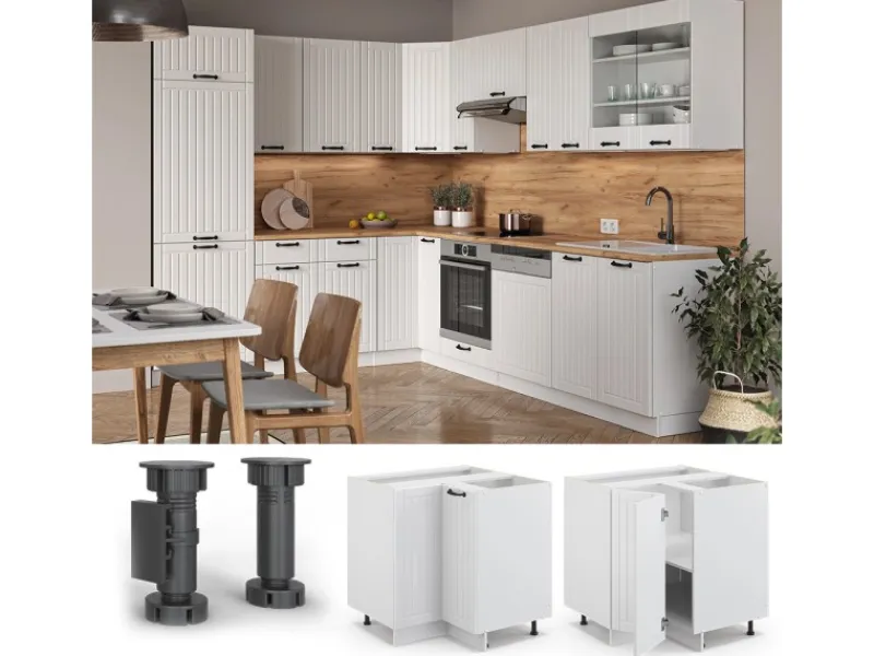 Discount Vicco Eckunterschrank Fame-Line Landhaus/ 81 cm ohne Arbeitsplatte Weiß