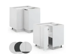 Discount Vicco Eckunterschrank Fame-Line Landhaus/ 81 cm ohne Arbeitsplatte Weiß