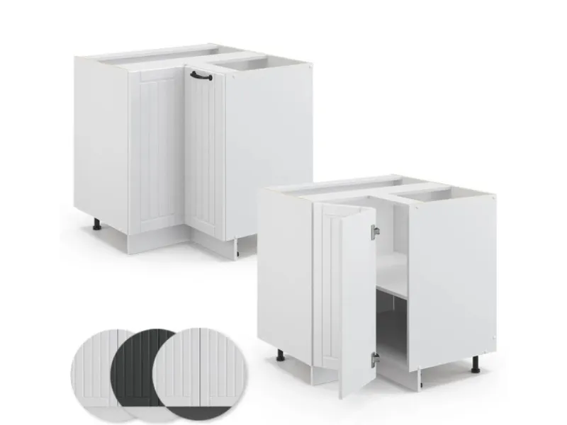 Discount Vicco Eckunterschrank Fame-Line Landhaus/ 81 cm ohne Arbeitsplatte Weiß