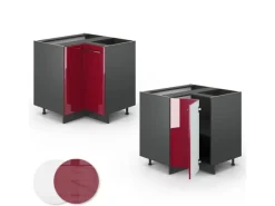 Vicco Eckunterschrank Fame-Line Bordeaux Hochglanz/Anthrazit 81 cm AP Anthrazit< Küchenregale