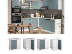 Vicco Eckunterschrank R-Line Küchen Eckschrank Blau-Grau/Weiß 86 cm ohne Arbeitsplatte< Küchenschränke