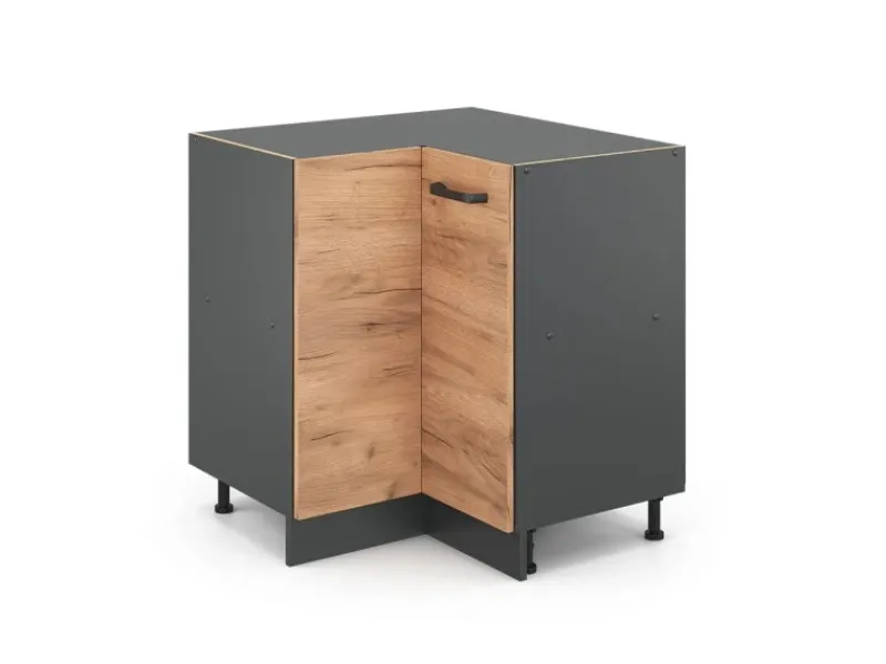 Küchenschränke<Vicco Eckunterschrank R-Line Goldkraft /Anthrazit 76 cm ohne Arbeitsplatte