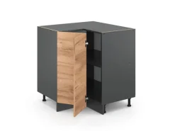 Küchenschränke<Vicco Eckunterschrank R-Line Goldkraft /Anthrazit 76 cm ohne Arbeitsplatte