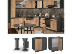 Vicco Eckunterschrank R-Line Goldkraft /Anthrazit 86 cm J-Shape ohne Arbeitsplatte< Küchenschränke