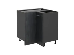 Küchenschränke<Vicco Eckunterschrank R-Line Schwarz Beton/Anthrazit 76 cm ohne Arbeitsplatte