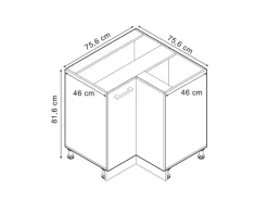 Küchenschränke<Vicco Eckunterschrank R-Line Schwarz Beton/Anthrazit 76 cm ohne Arbeitsplatte