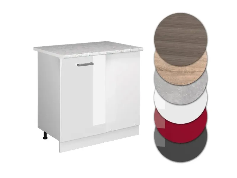 Vicco Eckunterschrank R-Line Küchen Eckschrank Hochglanz/ 86 cm AP Marmor< Küchenschränke
