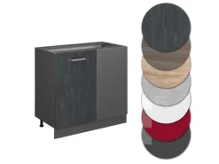 Küchenschränke<Vicco Eckunterschrank R-Line Schwarz Beton/Anthrazit 86 cm ohne Arbeitsplatte