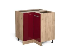 Online Vicco Eckunterschrank R-Line Bordeaux Hochglanz/Goldkraft Eiche 76 cm ohne Arbeitsplatte Bordeaux-Glanz
